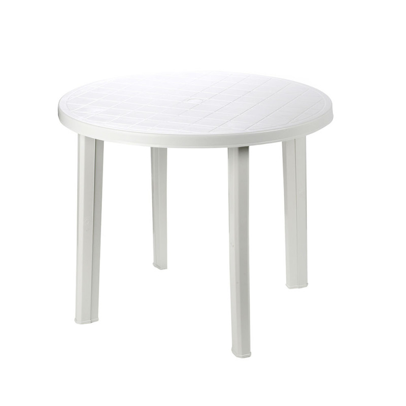 Mesa redonda para exterior. color: blanco ø90x72cm ipae progarden