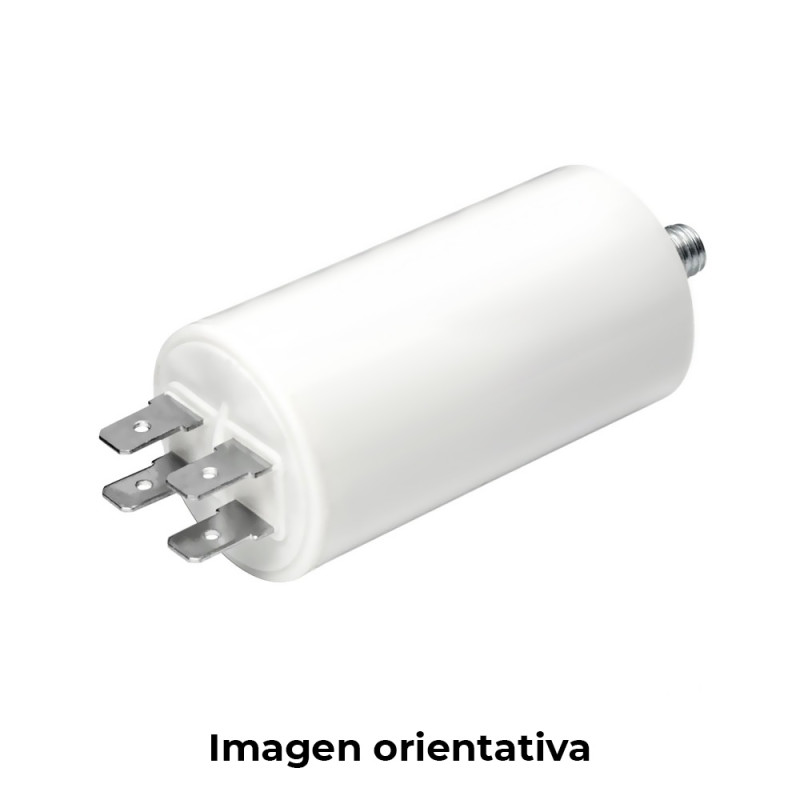 Condensador de arranque mka 3mf 5% 450v ø3,4x7cm con espiga m8 y faston simple 6,35 konek