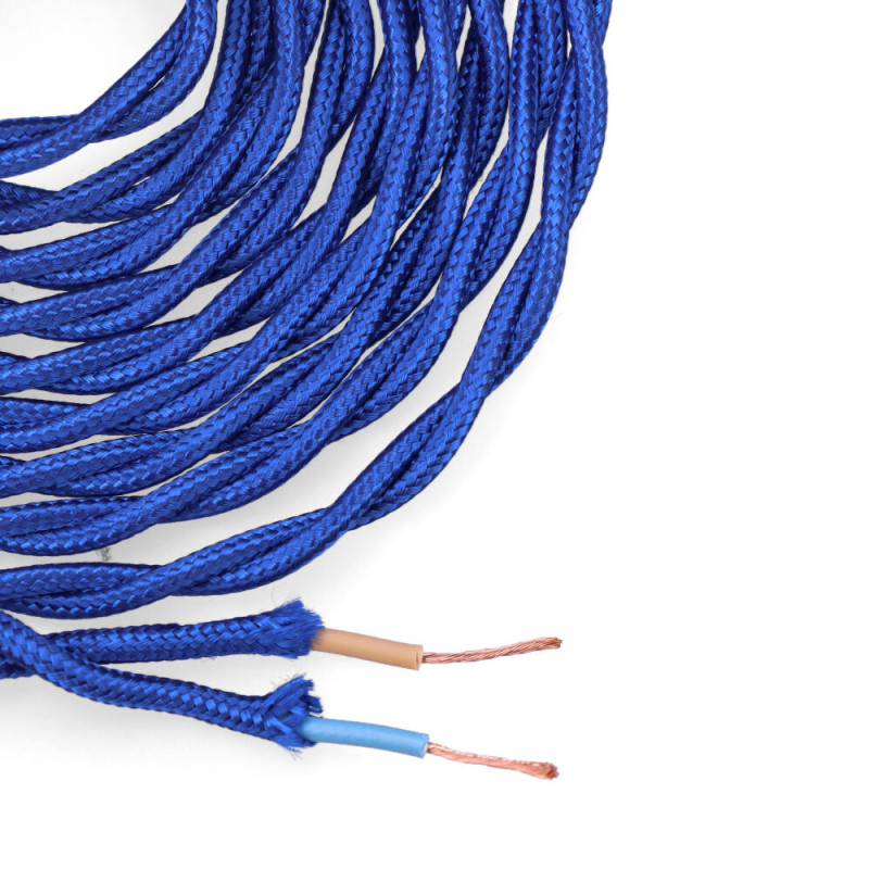 Cable textil trenzado 2x0,75mm c-75 azul seda 5m