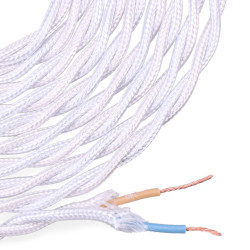 Cable textil trenzado 2x0,75mm c-01 aluminio blanco seda 5m