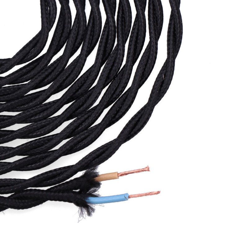 Cable textil trenzado 2x0,75mm c-41 negro seda 5m