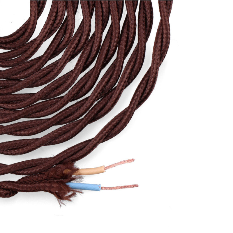 Cable textil trenzado 2x0,75mm c-20 marron seda 5m