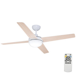 Ventilador de techo de led modelo chukotka. color madera/blanco. potencia: 28w aspas: ø132cm con mando a distancia edm