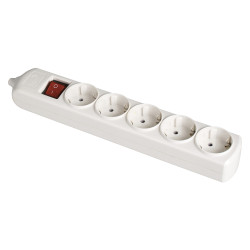 Base bipolar 5 tomas con t/tl 10/16a 250v blanco + interruptor luminoso solera 8005il