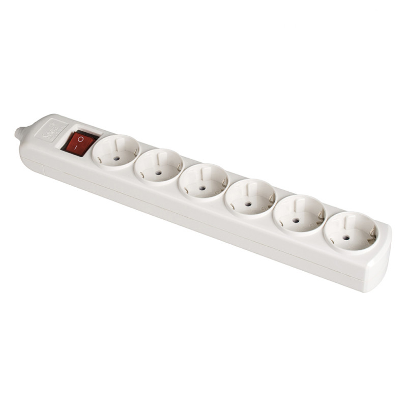 Base bipolar 6 tomas con t/tl 10/16a 250v blanco + interruptor luminoso solera