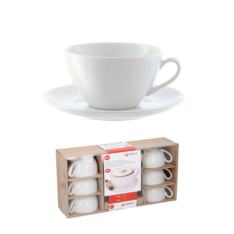 Set 6 tazas de cappuccino con plato (12 unid.)