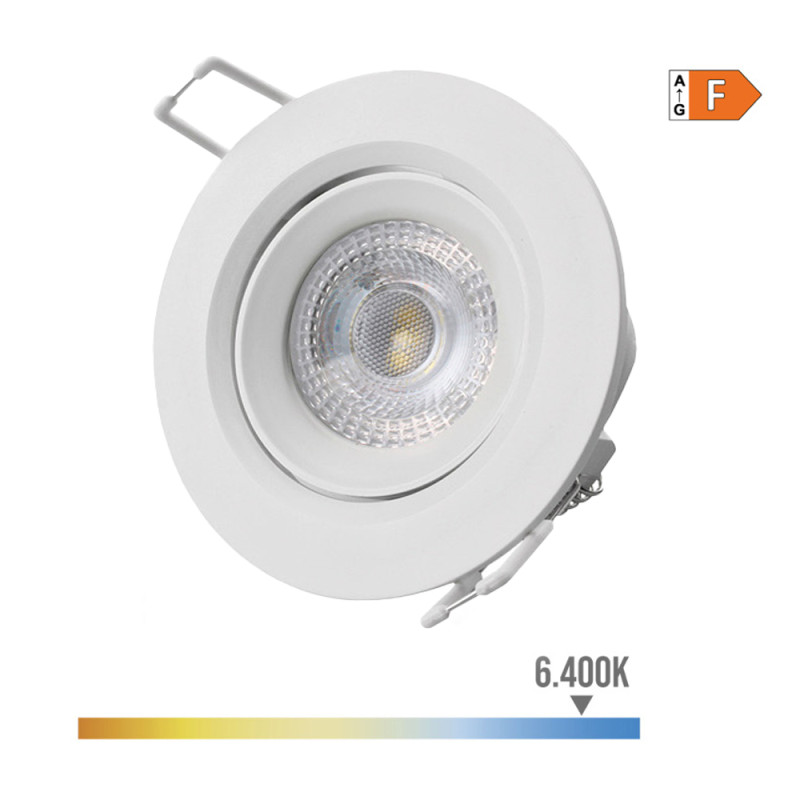 Downlight led empotrable redondo 5w 6400k luz fria color blanco ø9cm edm