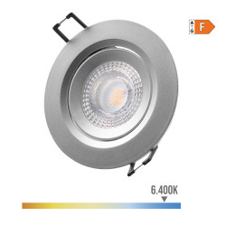 Downlight led empotrable redondo 5w 6400k luz fria. color cromo ø9cm edm