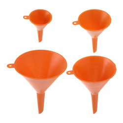 Set 4 embudos color naranja medidas: 5x8,5cm/7,2x11cm/10x14,5cm/12x16cm