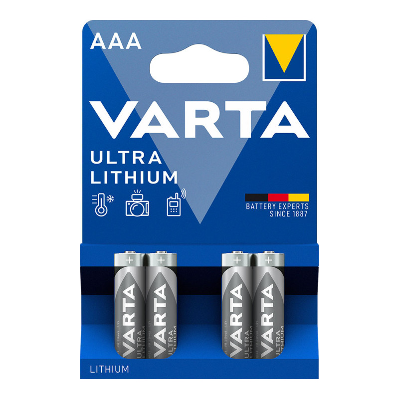 Pila varta ultra lithium aaa - lr03 (blister 4 unid.) ø10,5x44,5mm