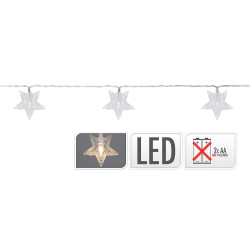 Guirnalda a pilas fija 10 leds con estrellas luz blanco frio 1,3m