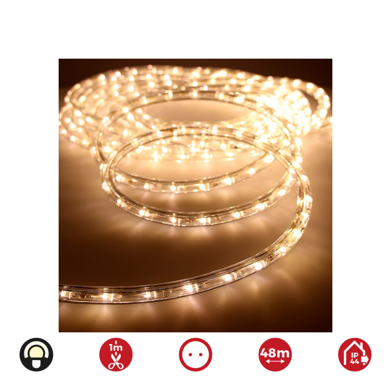 Tubo flexiled 2 vias fijo 48m. 30 leds/m blanco calido