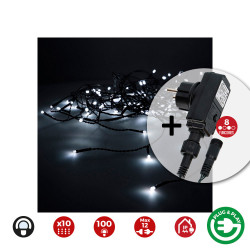 Cortina con programdor easy-connect 2x1m 10 tiras 100 leds blanco frio edm