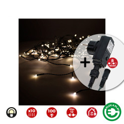 Cortina con programdor easy-connect 2x1m 10 tiras 100 leds blanco calido edm