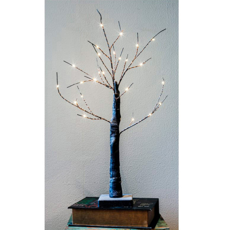 Árbol iluminado 60cm 24 leds calidos a pilas 3xaaa