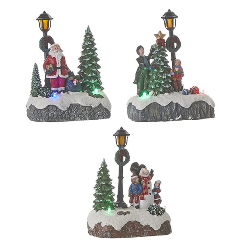 Escena navidad con farola 9,5x5,5x12,5cm 3 modelos surtidos