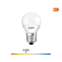 Bombilla esferica led e27 7w 600lm 4000k luz dia ø4,5x8,2cm edm