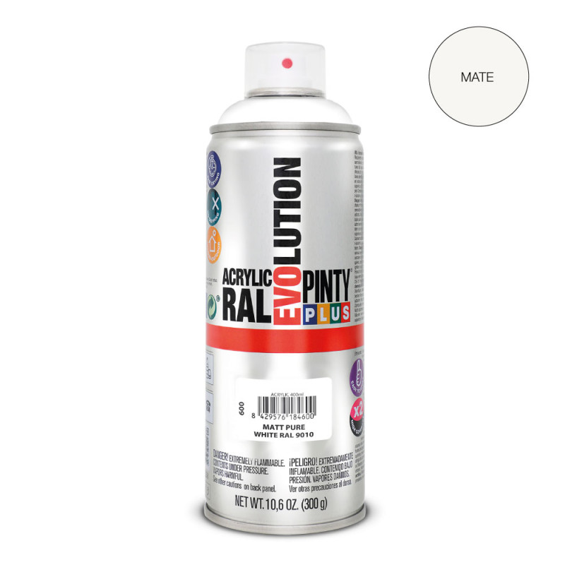 Pintura en spray pintyplus evolution 520cc ral 9010 blanco puro