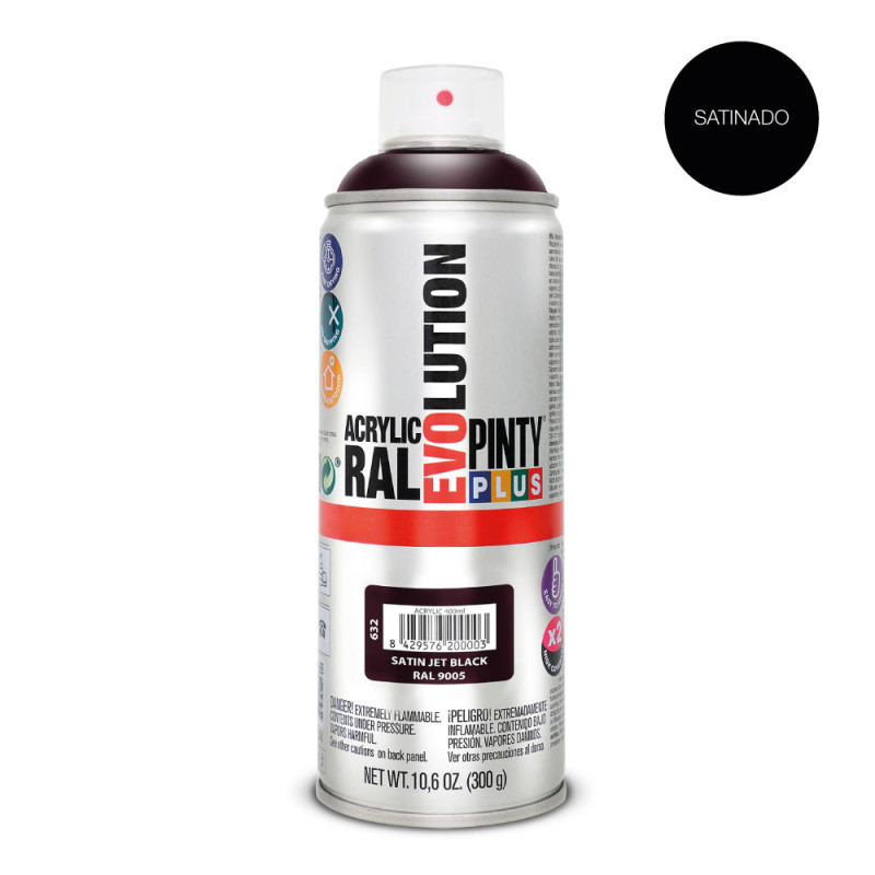 Pintura en spray pintyplus evolution 520cc ral 9005 negro intenso satinado