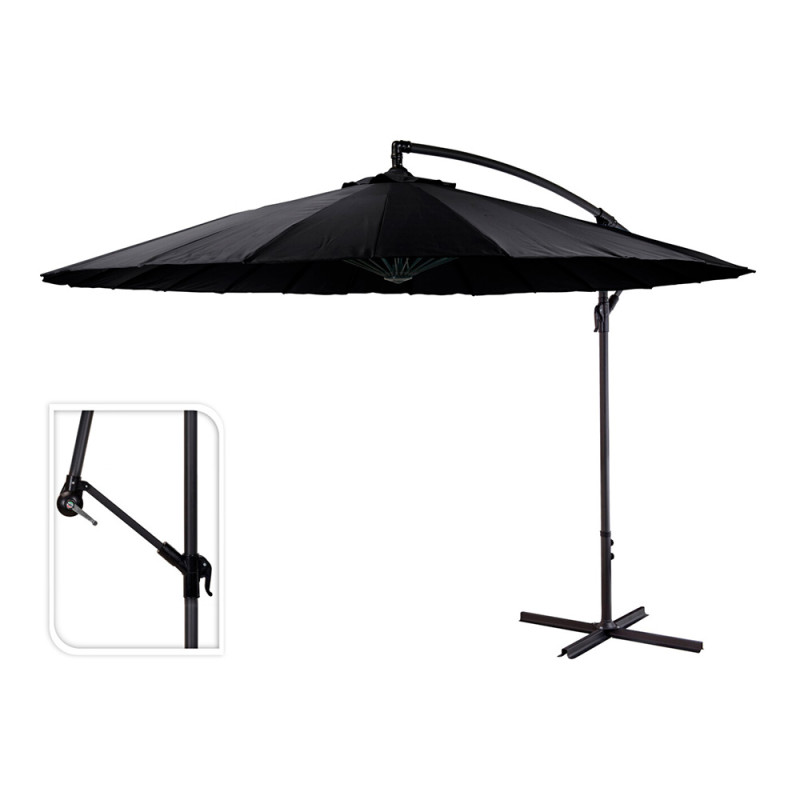 Parasol excéntrico altura maxima 3m ø300cm color: negro