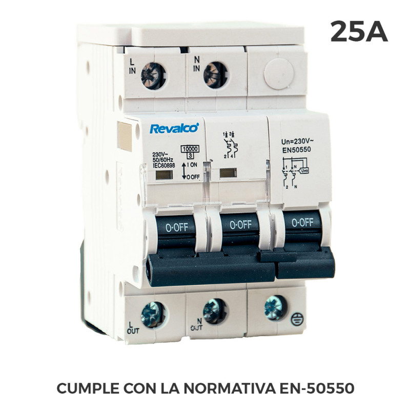 Iga 2p 25a c 10ka protector de sobretension permanente segun normativa en-50550 y transitorio 5-15ka 275v