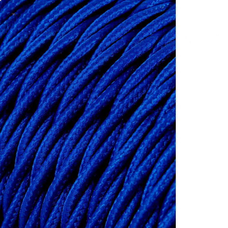 Cable textil trenzado 2x0,75mm c-75 azul seda 25m