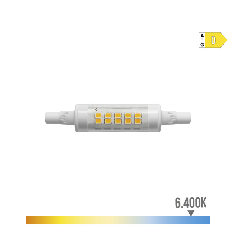 Bombilla lineal led 78mm r7s 5.5w 800lm 6400k luz fria ø1,5x7,8cm edm