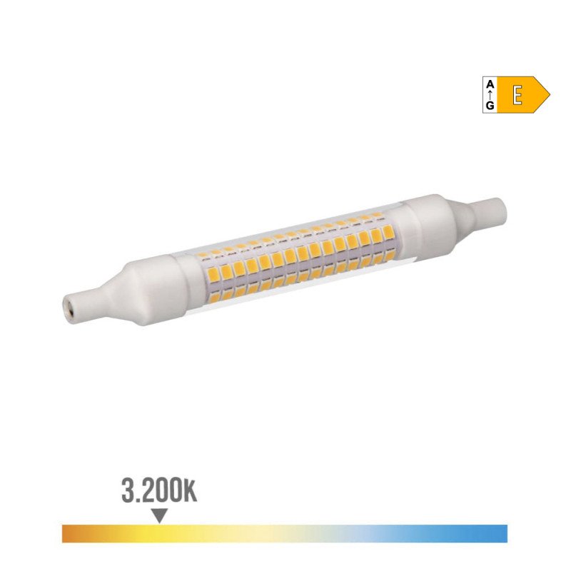 Bombilla lineal led 118mm r7s 9w 1100lm 3200k luz calida ø1,5x11,8cm edm