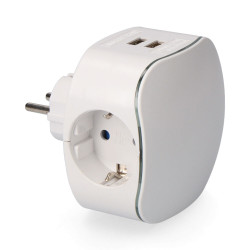 Adaptador triple schuko con 2 tomas usb 2100mah perfil iluminado (retractilado) edm