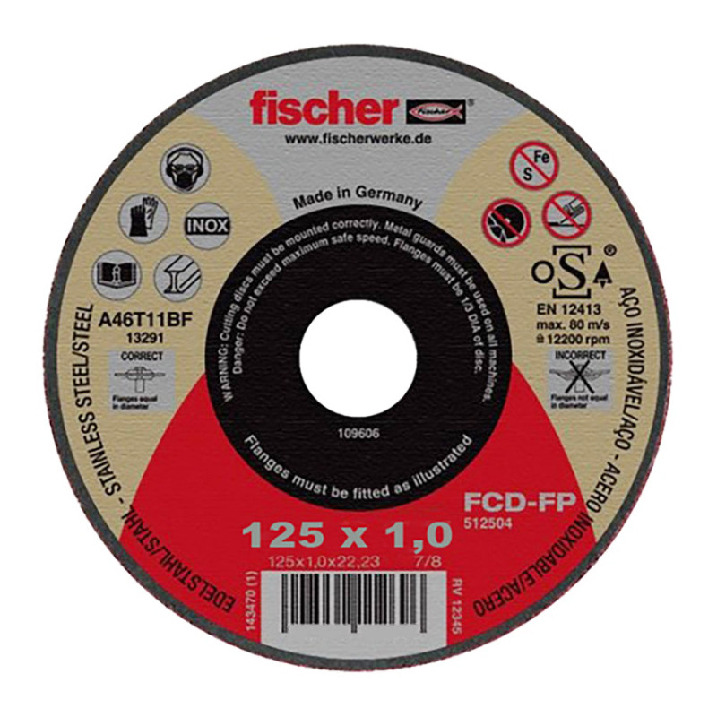 Disco fcd-fp ø125x1x22,23 plus, corte de metales 531711 fischer