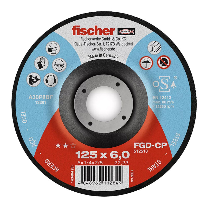 Disco fgd-cp ø125x6x22,23 carbon desbaste 512518 fischer