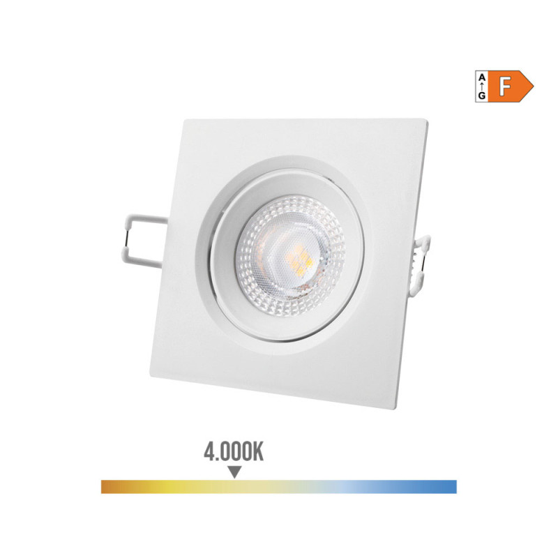 Downlight led empotrable cuadrado 5w 4000k luz dia color blanco 9x9cm edm