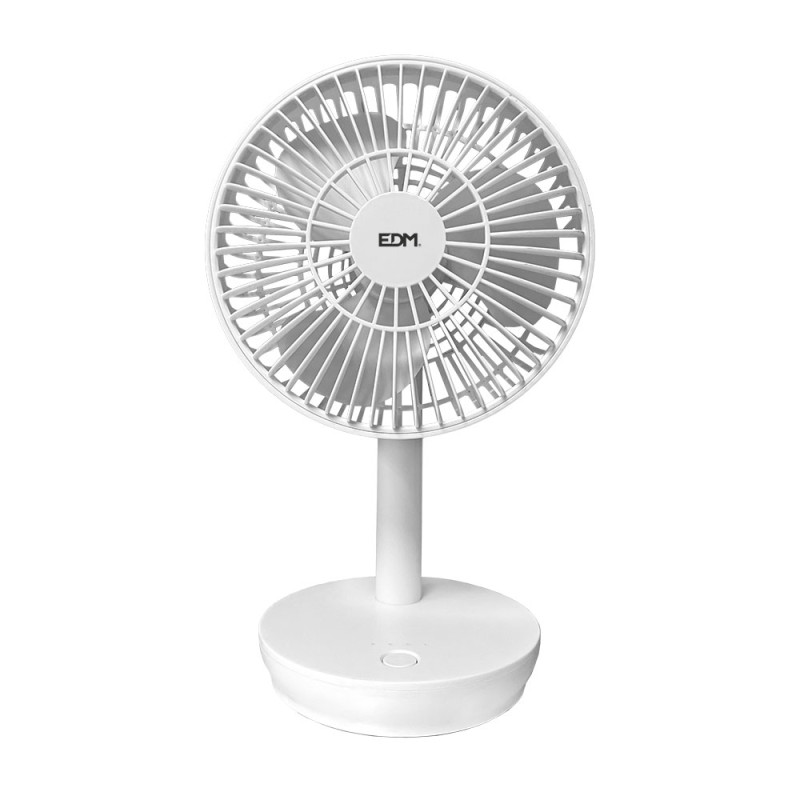 Ventilador de sobremesa recargable blanco potencia: 4w aspas: ø17cm 16,5x18,5cm edm