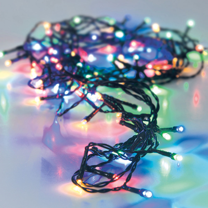 Guirnalda a pilas multifuncion 96 leds cable negro luz multicolor 7,5m