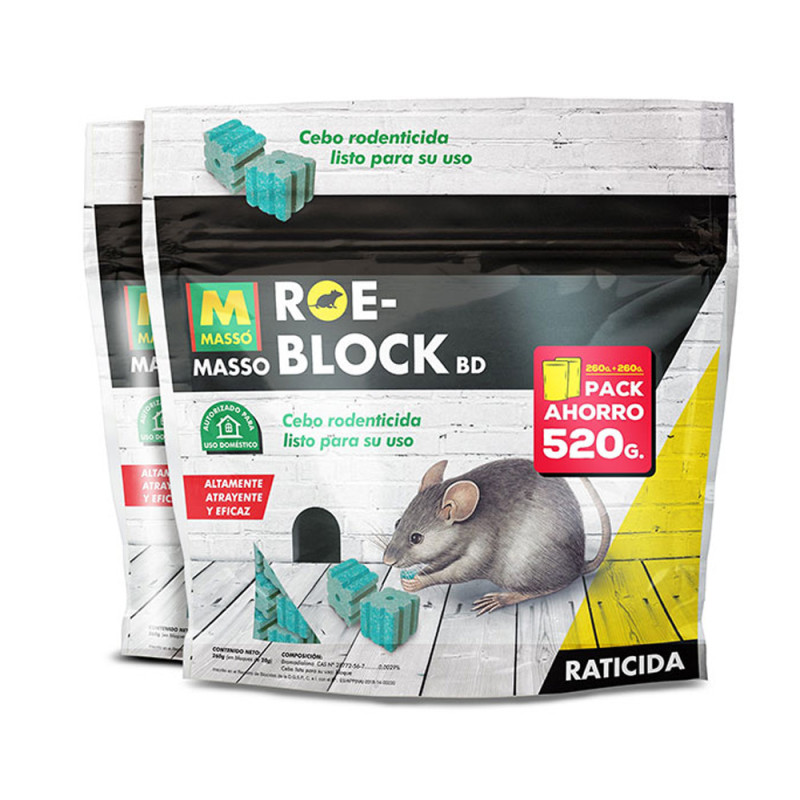 Raticida roe-block 260g+260g 231535 massó