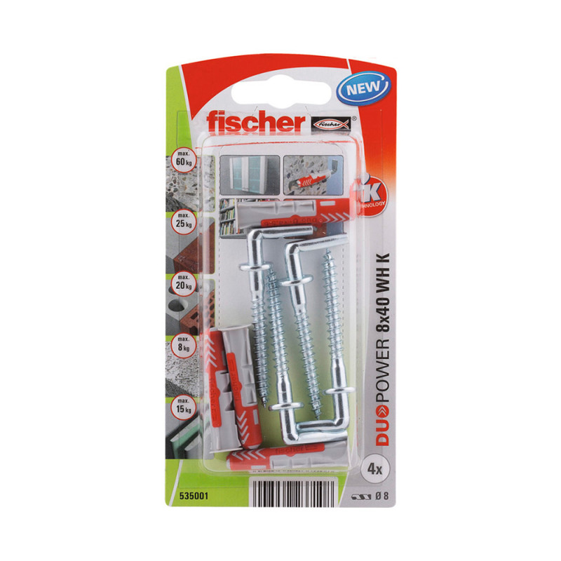 Blister 4 tacos+alcayatas duopower ø8x40mm 535001 fischer