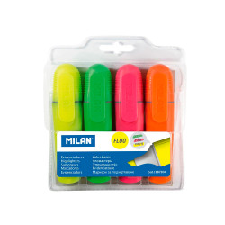 Pack con 4 marcadores fluorescentes punta biselada milan colores / modelos surtidos