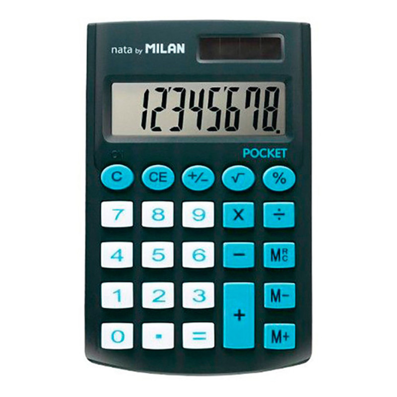 Blister calculadora pocket negra 8 digitos con funda milan