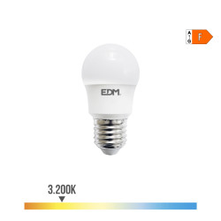 Bombilla esferica led e27 8,5w 880lm 3200k luz calida ø4,5x8,6cm edm