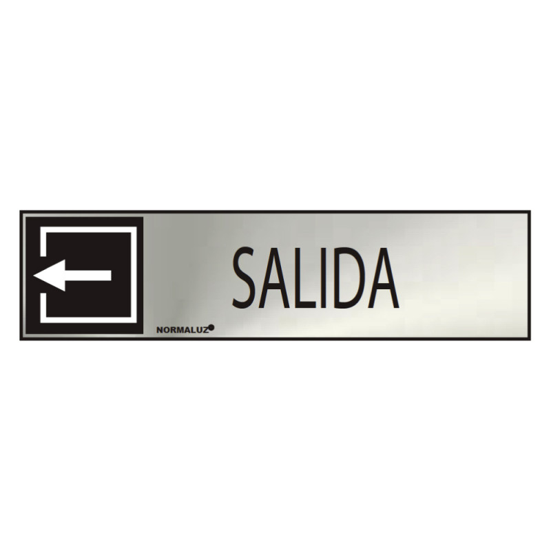 Cartel informativo "salida" (inox adhesivo 0.8mm) 5x20cm normaluz