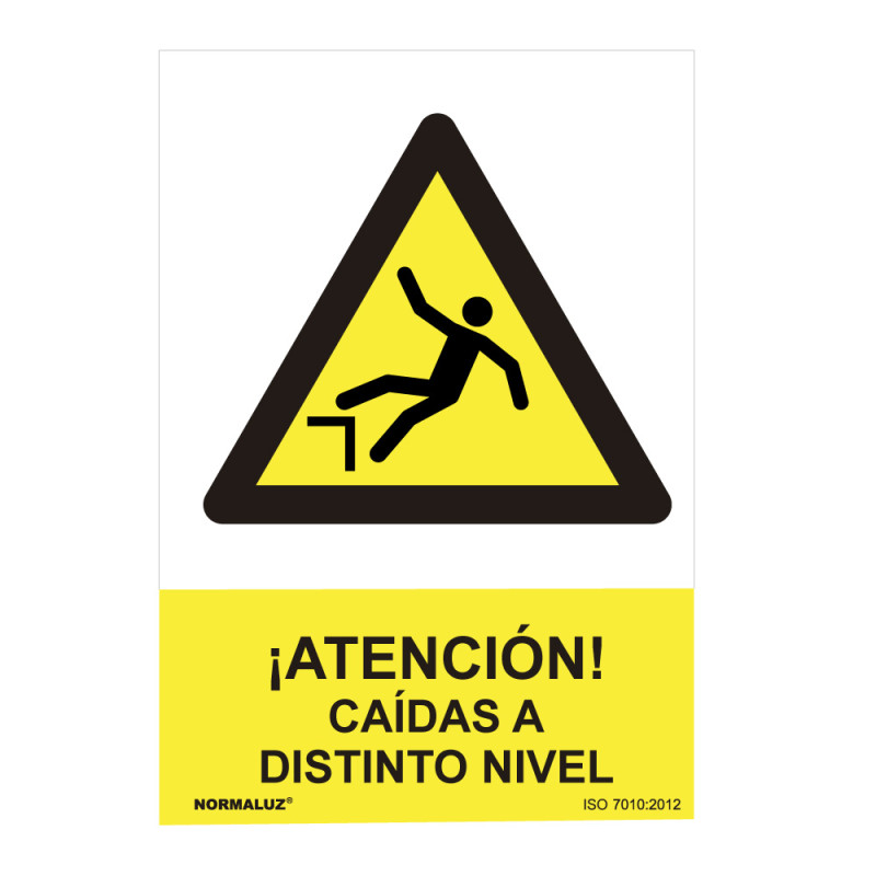 Cartel peligro "atencion caidas a distinto nivel" (pvc 0.7mm) 30x40cm normaluz