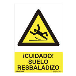 Cartel peligro "cuidado suelo resbaladizo" (pvc 0.7mm) 30x40cm normaluz