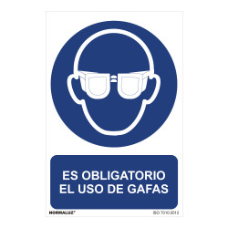 Cartel "es obligatorio el uso de gafas" (pvc 0,7mm) 30x40cm normaluz