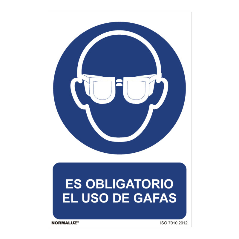 Cartel "es obligatorio el uso de gafas" (pvc 0,7mm) 30x40cm normaluz