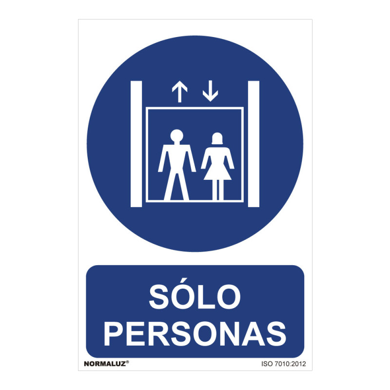 Cartel "solo personas" (pvc 0,7mm) 30x40cm normaluz