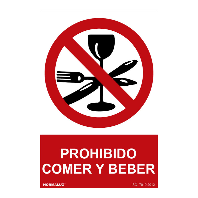 Señal prohibido "prohibido comer y beber" (pvc 0.7mm) 30x40cm