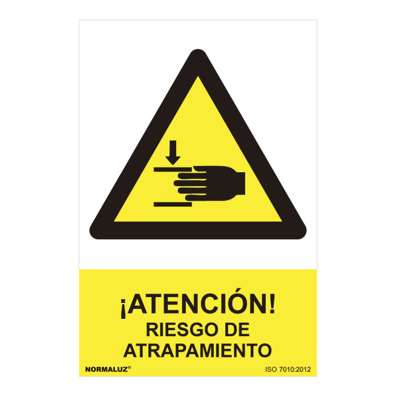 Cartel peligro "atencion riesgo de atrapamiento" (pvc 0.7mm) 30x40cm normaluz