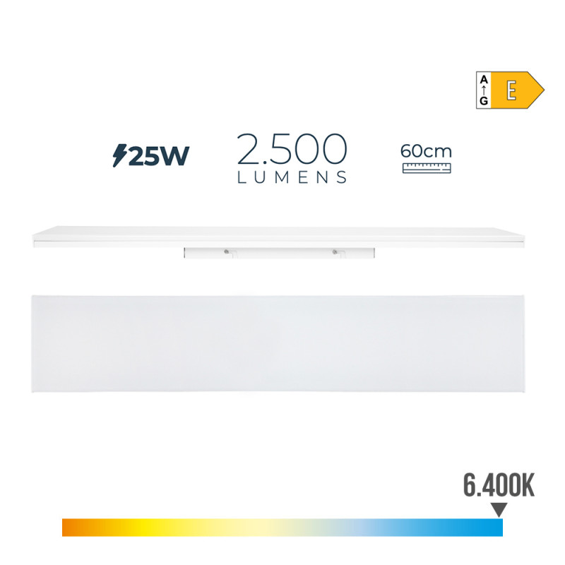 Regleta led 25w 6400k luz fria 2500lm 12x60x4,5cm edm