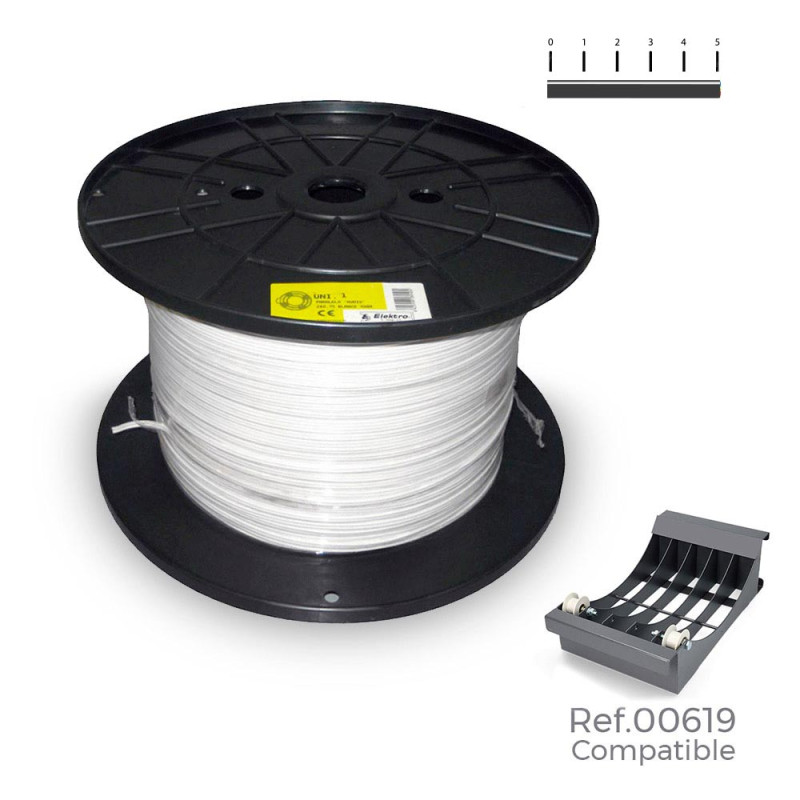 Carrete cable manguera plana blanca 2x1,5mm 400m (audio) (bobina grande ø400x200mm)