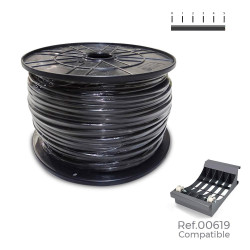 Carrete cable manguera plana negra 2x1mm 500m (audio) (bobina grande ø400x200mm)